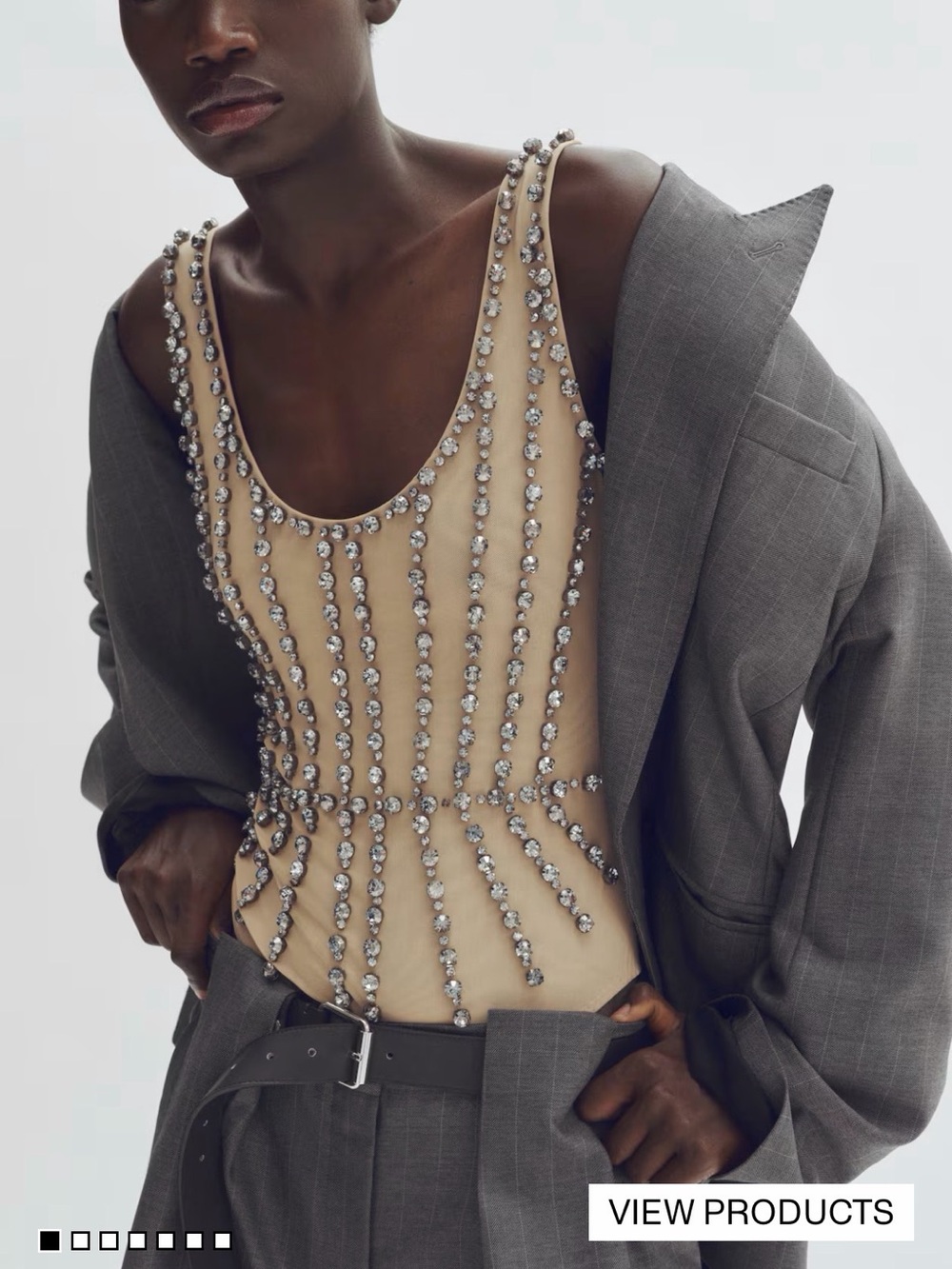 Stella McCartney Nude Beaded Tank Top
